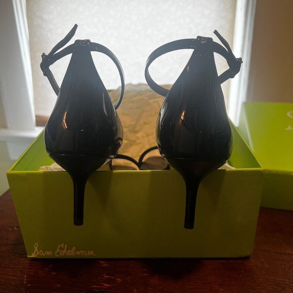 Sam Edelman Black Patent Peonie Kitten Heel Sandal – Size 8 - Picture 9 of 11